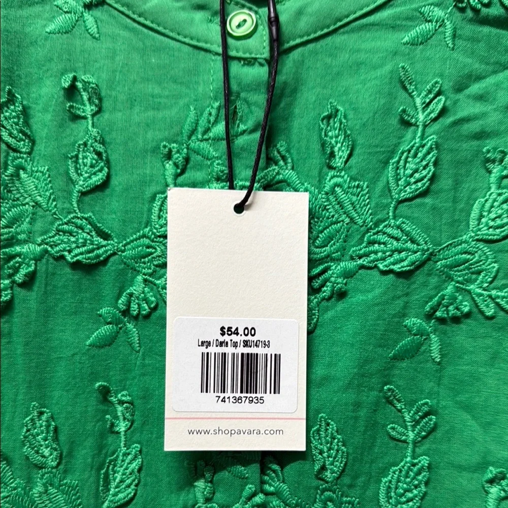 AVARA Green Embroidered Women's Blouse - Picture 2 of 2